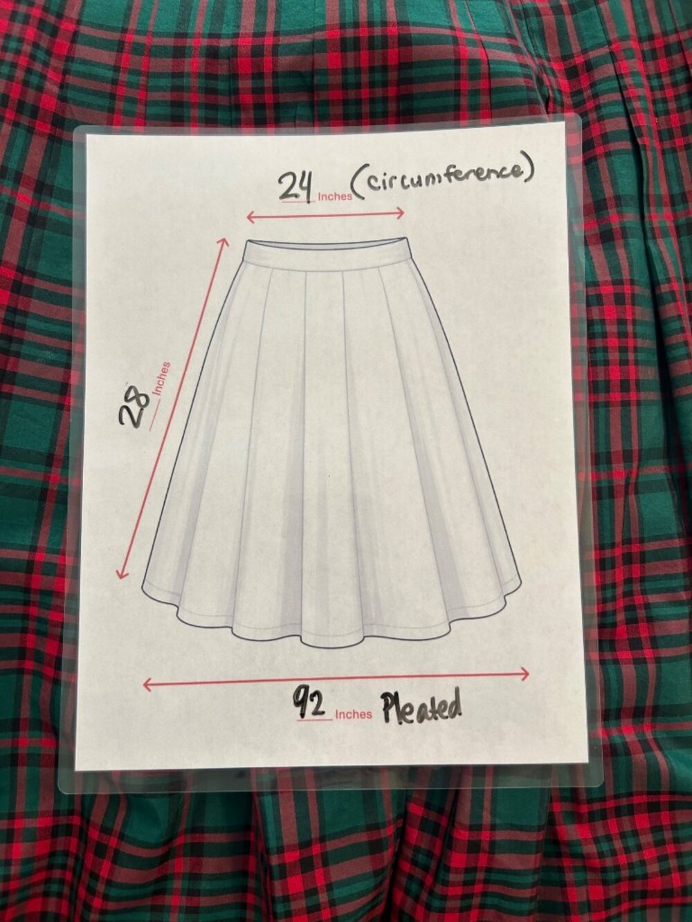 J. Peterman Green Red Pleated Skirt Sz 2 Preppy Clueless-Style Dark-Academia - Picture 6 of 7